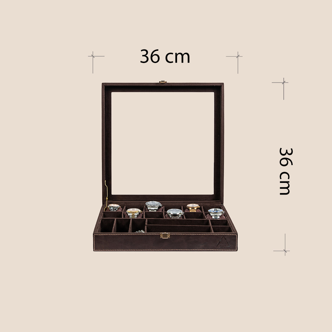 Dual Vault Crystal Top Watch & Jewel Box- Real Leather- Rakhi Gift Set