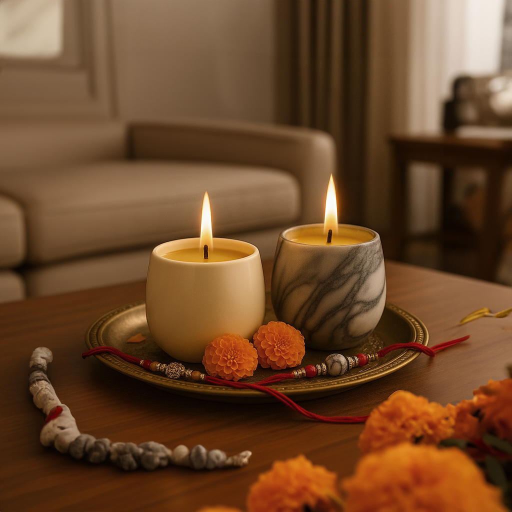 Rooted Light & Surprise Rakhi Gift (Set of 2 Scented Candles) - ACad Home