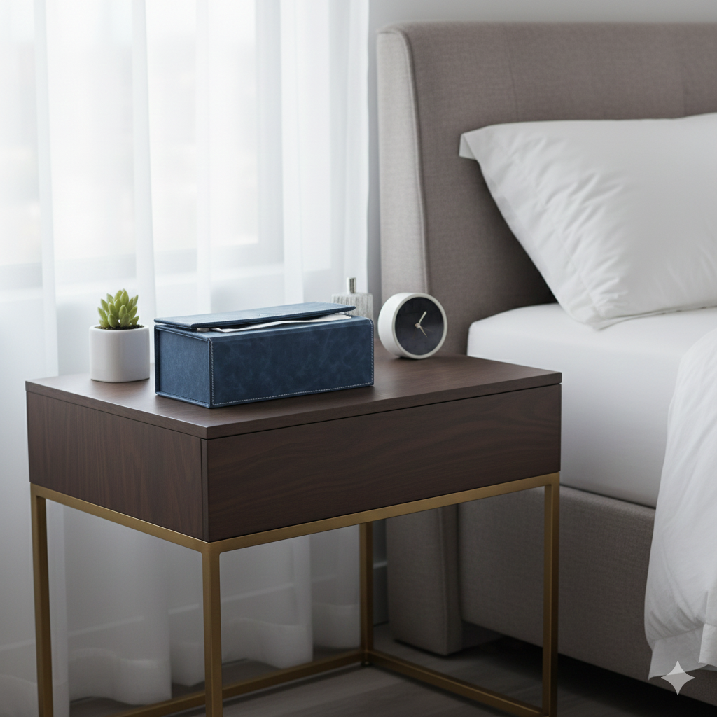 Blue Flap Lock Leather Holder