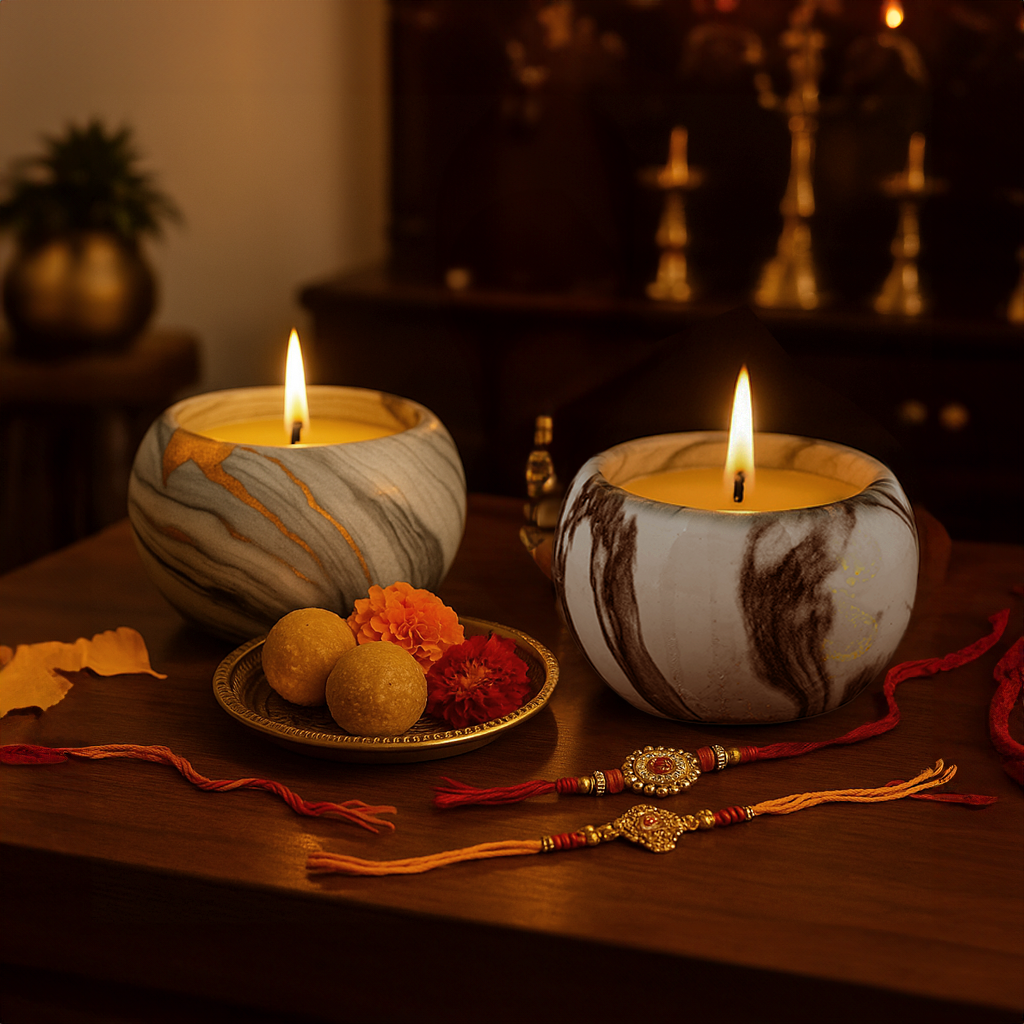 Partial Radiance & Surprise Rakhi (Set of 2 Scented Candles) - ACad Home