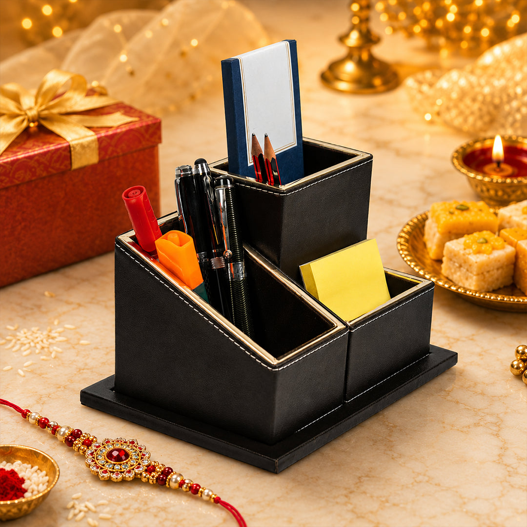 Penora- Stitch Craft Leather Pen Holder- Rakhi Gift Set